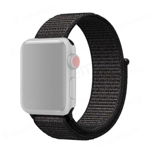 Remienok pre Apple Watch 41 mm / 40 mm / 38 mm - nylon - čierny + farebné vlákna
