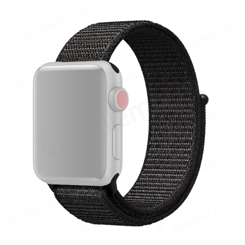 Řemínek pro Apple Watch 42mm / 41mm / 40mm / 38mm - nylonový - černý + barevná vlákna