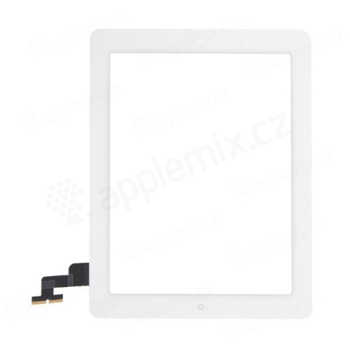 Přední dotykové sklo (touch screen) pro Apple iPad 2.gen. - osazený díl - Home Button + konzole na foto - černé