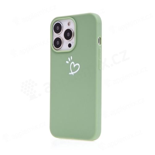 Kryt pre Apple iPhone 13 Pro - srdce - gumový - zelený
