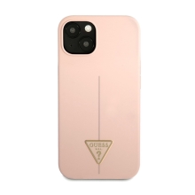 Kryt GUESS Silicone Line Triangle pro Apple iPhone 13 - silikonový - růžový