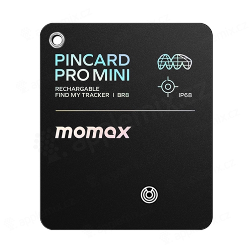 Lokalizační klíčenka MOMAX Pincard - podpora Apple FindMy (kompatibilní s AirTag) - Qi nabíjecí - černá