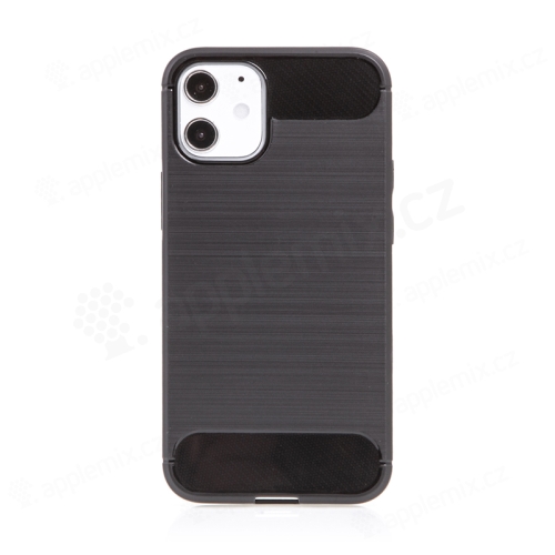 Kryt FORCELL Carbon pro Apple iPhone 12 mini - gumový - černý