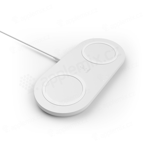 2v1 bezdrátová nabíječka / podložka Qi BELKIN pro Apple iPhone / AirPods + adaptér - bílá