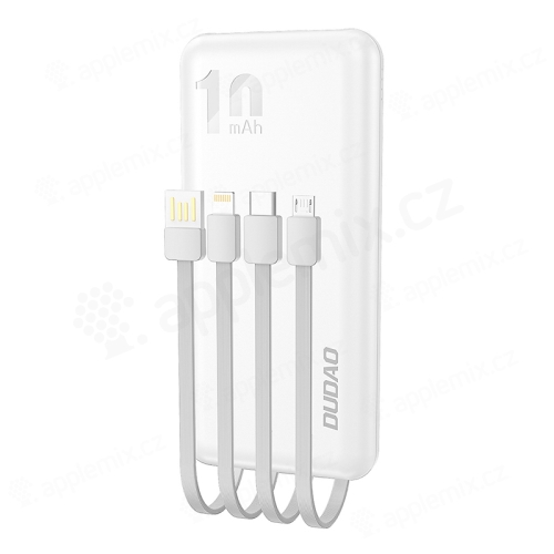 Externí baterie / power bank DUDAO - 4x kabel - USB-A / USB-C / Micro USB / Lightning - 10000 mAh - černá