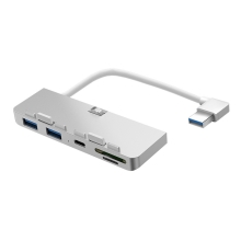 Redukce / hub pro Apple iMac - USB-A na 2x USB-A 3.0 + SD + Micro SD + HDMI - kovová - šedá