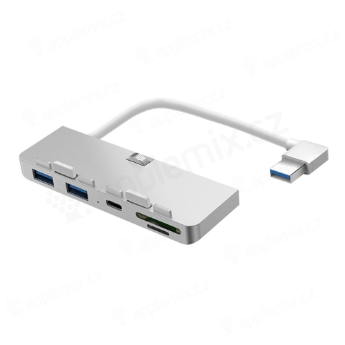 Redukce / hub pro Apple iMac SATECHI - USB-C na 3x USB-A 3.0 + SD + Micro SD + USB-C - kovová - stříbrná
