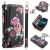 Puzdro / taška pre Apple iPhone 15 Pro Max - Odnímateľný kryt - 4 vrecká - Kvety - Čierna