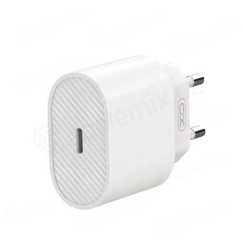 20W napájací adaptér / nabíjačka XO - rýchle nabíjanie - USB-C pre Apple iPhone / iPad - oválny - biely