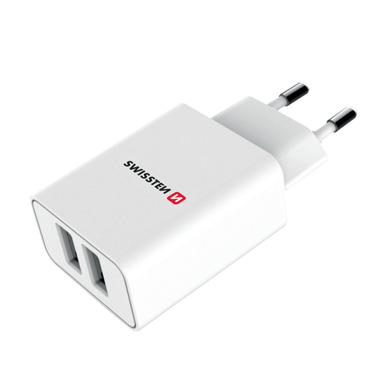 SWISSTEN Smart IC nabíječka - 2x USB (2.1A) - EU koncovka - bílá; 22034000