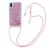 Kryt pre Apple iPhone X / Xs - Šnúrka - Pohyblivé trblietky - Ružové srdce