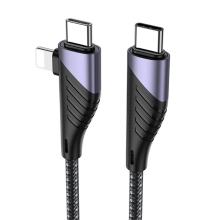 Synchronizační a nabíjecí kabel KUULAA - USB-C - Lightning pro Apple zařízení - tkanička - šedý - 1,2m