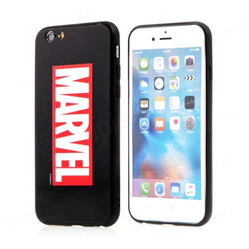 Kryt MARVEL pro Apple iPhone 6 / 6S - sklo / guma - černý