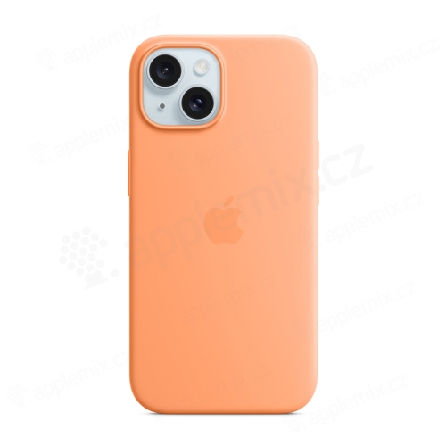 Originální kryt pro Apple iPhone 15 - MagSafe - silikonový - sorbetově oranžový