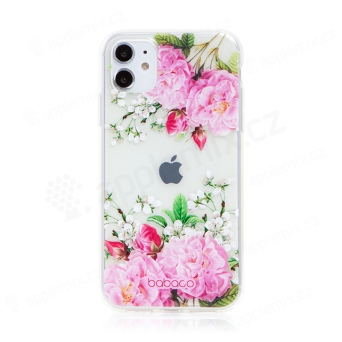 Kryt BABACO pro Apple iPhone 11 - gumový - květiny - průhledný