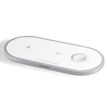 3v1 nabíjecí stanice Qi KUULAA pro Apple iPhone + AirPods + Watch - bílá / šedá