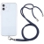 Kryt pre Apple iPhone 12 - Šnúrka - Gumový - Transparentný / Tmavomodrá šnúrka