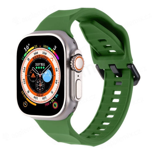 Řemínek pro Apple Watch Ultra 49mm / 45mm / 44mm / 42mm - vlnkový - silikonový - khaki zelený