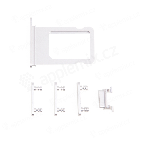 Rámček / zásuvka na kartu Nano SIM + bočné tlačidlá pre Apple iPhone 7 - strieborný - Kvalita A+