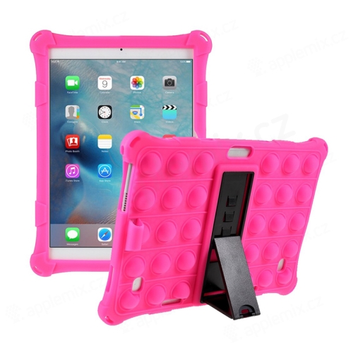 Univerzálny kryt pre tablet / iPad 9 - 10" - stojan - bubliny "pop-it" - silikón - ružový