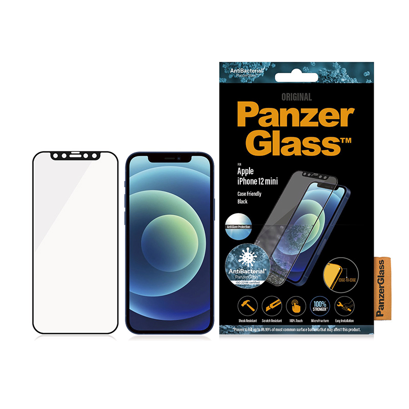 Tvrzené sklo (Tempered Glass) PANZERGLASS pro Apple iPhone 12 mini - Case Friendly - antibakteriální - matné - 0,4mm