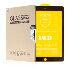 Tvrzené sklo (Tempered Glass) pro Apple iPad Air 1 / 2 / Pro 9,7&quot; / 9,7&quot; (2017-2018) - 2,5D - černý rámeček - čiré