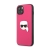 Kryt KARL LAGERFELD pre Apple iPhone 13 - umelá koža / kov - hlava Karla - ružový