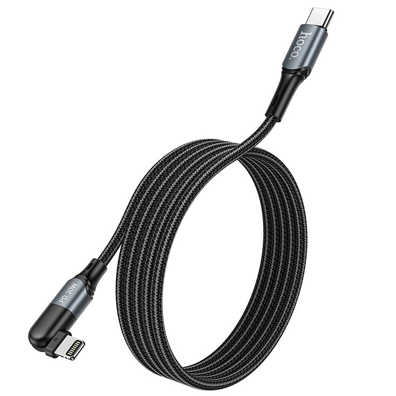Synchronizační a nabíjecí kabel HOCO USB-C / Lightning - podpora PD 20W - 180°otočný - 1,2m - černý