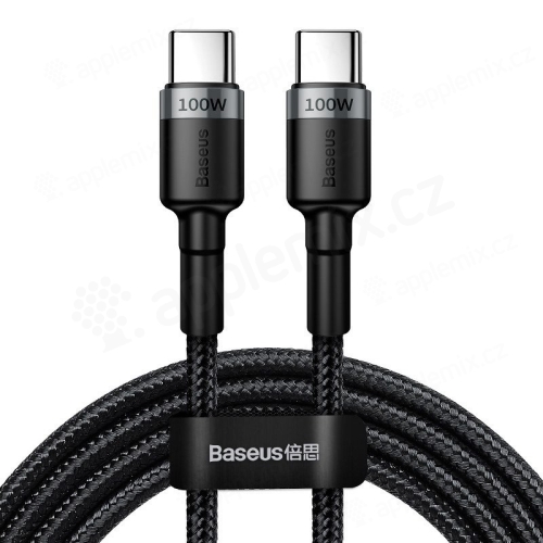 Synchronizačný a nabíjací kábel USB-C / USB-C BASEUS - 100 W - 2 m - šnúrka - čierny