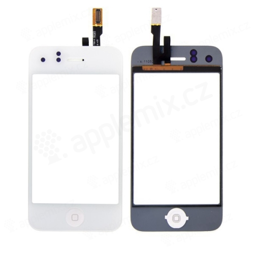 Dotykové sklo (digitalizér dotykovej obrazovky) s tlačidlom Domov pre Apple iPhone 3GS - biele - kvalita A