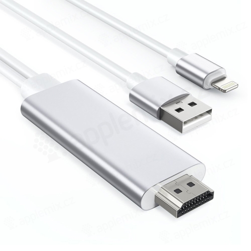 Pripojovací kábel CHOETECH Lightning na HDMI + USB-A pre Apple iPhone / iPad a iné zariadenia - 1,8 m - biely