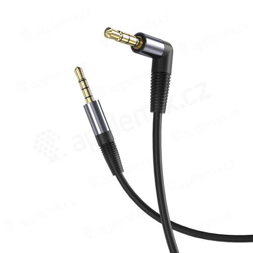 Propojovací audio kabel XO 3,5mm jack - samec / samec 4 pin + mikrofon - 1m - černý