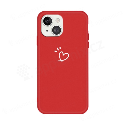 Kryt pre Apple iPhone 13 mini - srdce - gumový - červený