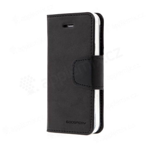 Mercury Sonata Diary flipové puzdro pre Apple iPhone 5 / 5S / SE so stojanom a priehradkou na osobné dokumenty - čierne