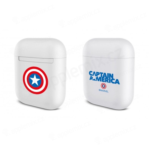 MARVEL puzdro / obal pre Apple Airpods - plastové - biele - Captain America