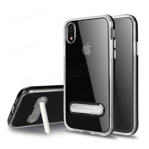 Kryt pro Apple iPhone Xr - stojánek - gumový / plastový - průhledný / černý