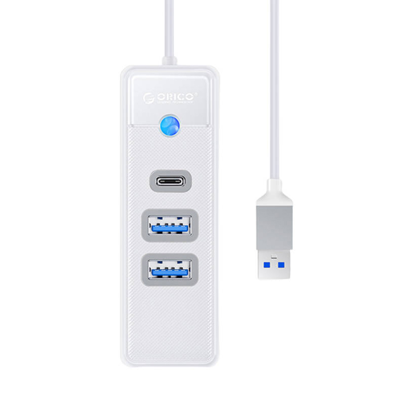 USB 3.2 rozbočovač / hub ORICO - USB-A na 2x USB-A + USB-C - 5Gbps rychlost - bílý