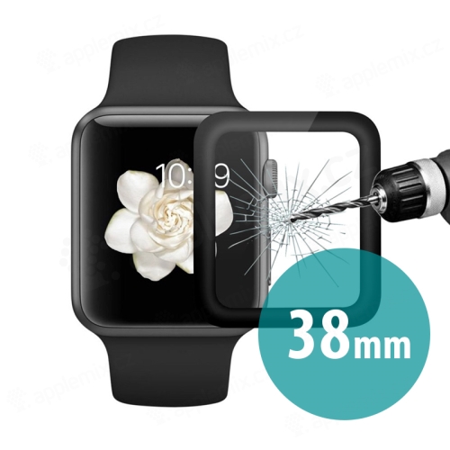 Tvrdené sklo pre Apple Watch 38 mm série 1 / 2 / 3 - 3D hliníkový rám - čierne