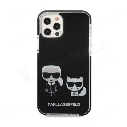 Kryt KARL LAGERFELD pro Apple iPhone 12 / 12 Pro - Karl a Choupette - plastový / gumový - černý