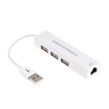 Přepojka / rozbočovač USB 2.0 na 3x USB 2.0 + ethernet - bílá