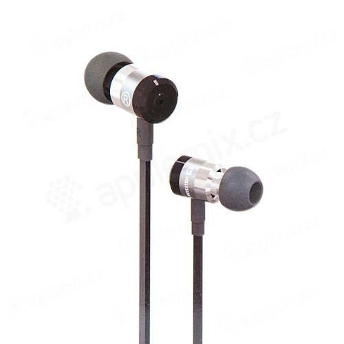 Sluchátka SWISSTEN pro Apple zařízení - špunty - ovládání + mikrofon - kov / guma