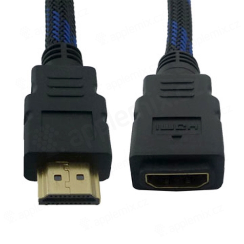 Kábel HDMI samec - HDMI samica - prepojovací - podpora 4K - čierny / modrý - 1,5 m