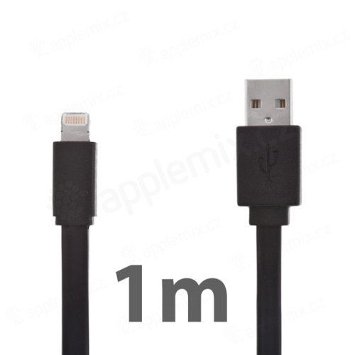 Synchronizační a nabíjecí kabel Lightning pro Apple iPhone / iPad / iPod - noodle style - černý