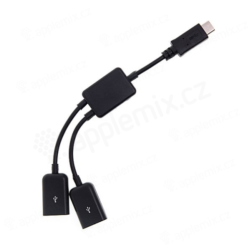 USB HUB / rozbočovač 2x port USB / USB-C - černý
