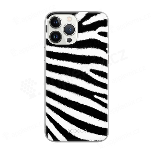 BABACO kryt pre Apple iPhone 12 / 12 Pro - motív zebry - pruhovaný - gumový - biely / čierny