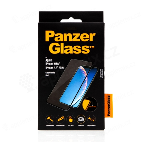 Tvrzené sklo (Tempered Glass) PANZERGLASS pro Apple iPhone X / Xs / 11 Pro - Case Friendly - černé - 0,4mm