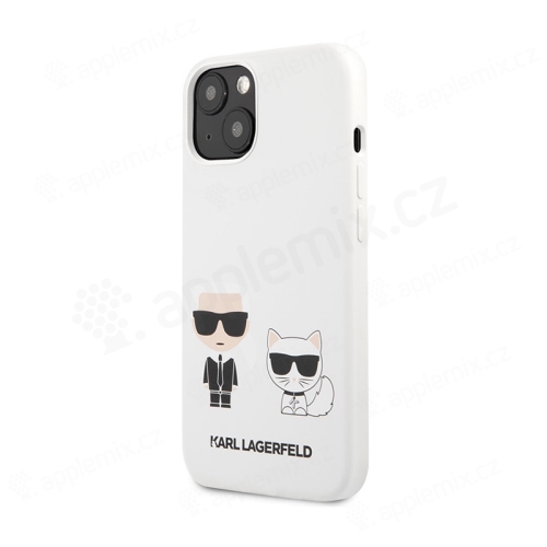 Kryt KARL LAGERFELD pro Apple iPhone 13 mini - Karl a Choupette - silikonový - bílý