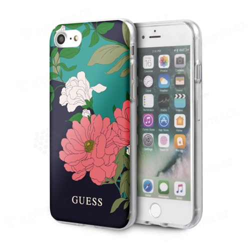 Kryt GUESS Flower Shiny N.1 pro Apple iPhone 7 / 8 / SE (2020) / SE (2022) - plastový - květiny