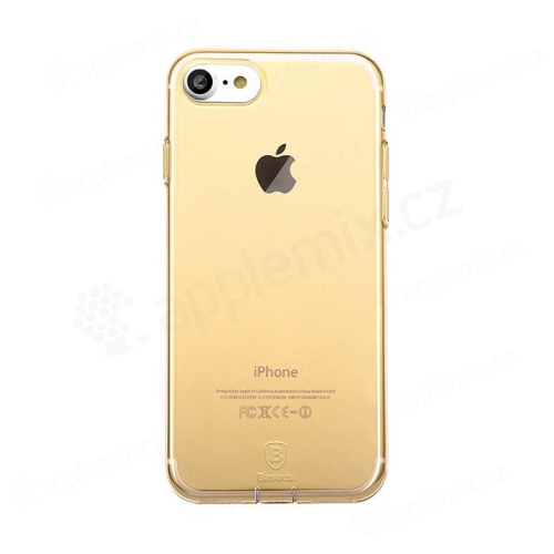 Kryt Baseus pro Apple iPhone 7 / 8 gumový  / antiprachové záslepky - zlatý průhledný
