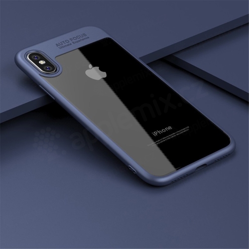 Kryt IPAKY pre Apple iPhone X - plast / guma - priehľadný / tmavomodrý